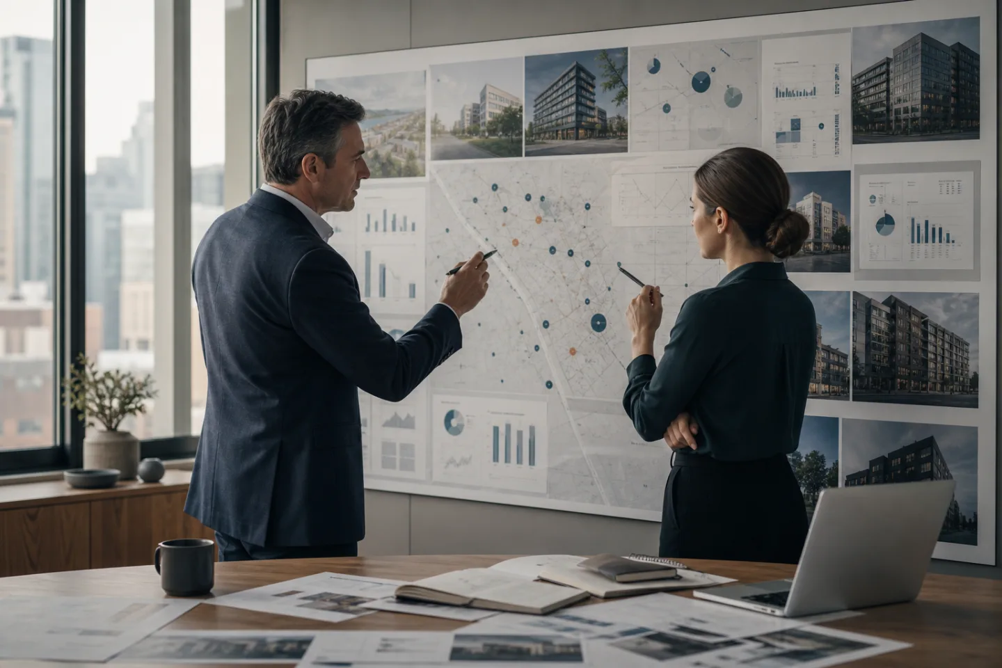 Commercial real estate asset manager and analyst prioritizing exceptions across a property portfolio Commercial real estate asset manager and analyst prioritizing exceptions across a property portfolio