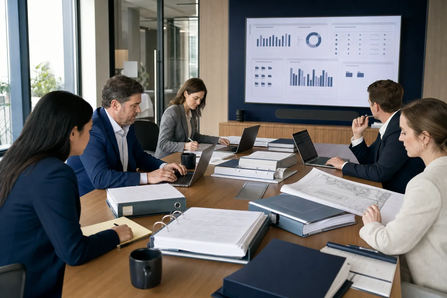 Commercial real estate acquisitions and legal team checking completeness in a controlled due diligence data room Commercial real estate acquisitions and legal team checking completeness in a controlled due diligence data room