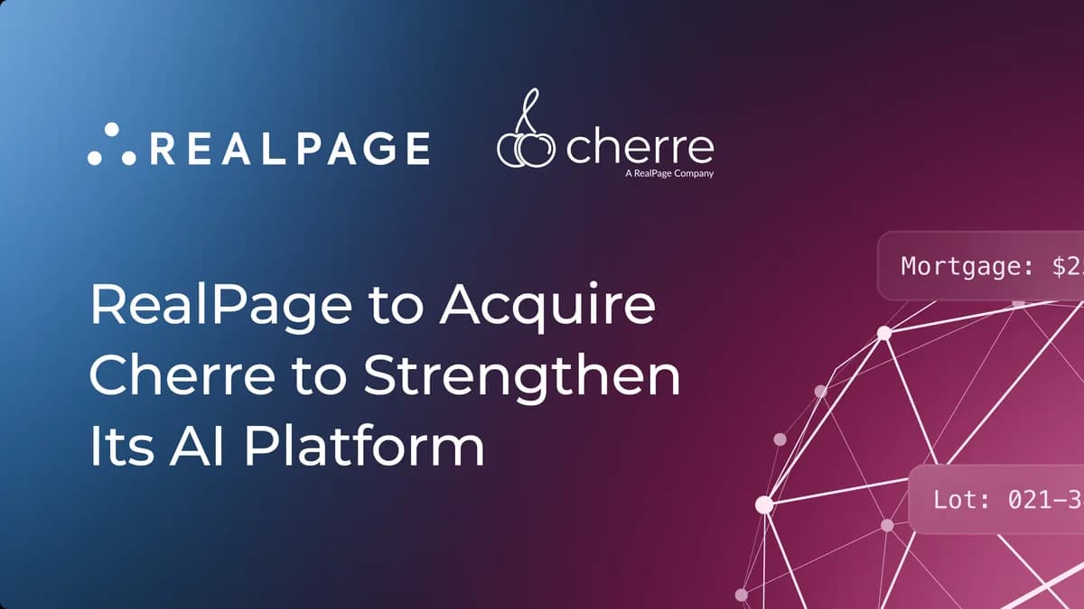 RealPage and Cherre logos on the acquisition announcement graphic published with the companies' press release